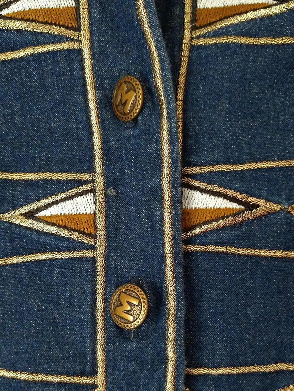 Bob Mackie 🔥 Blue Denim Jacket with Gold Embroidery @SizeL - Picture 4 of 9